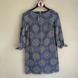 Talbots Blue and White Long Sleeve Dress